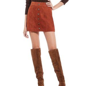 LEATHER Mini Skirt Darcey Gianni Bini Rust NEW HOT